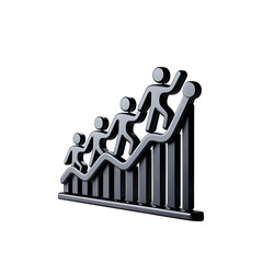 Aufkleber - Representing corporate growth with team climbing bar graph showing upward on transparent background