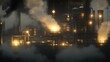© Artittaya - Bright industrial background with steam vents and machinery lit by cool white lights