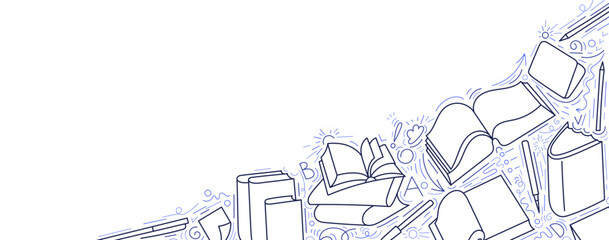 Wall Mural - Book line design. School backdrop. Library vector
