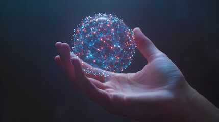 Wall Mural - healthcare. hand man holding of global healthcare network connection, medicine data sharing patient 