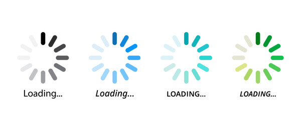 Fototapete - Set of loading icons. Loading progress icon set. Loading status icon. Progress bar loading signs. Load vector icons. Buffering vector icon