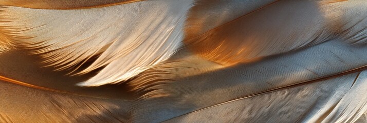 Wall Mural - Close-up of delicate feather texture with warm tones and intricate details