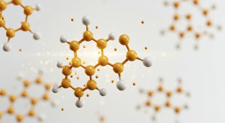 Leinwandbilder - Elegant 3D rendering of the bakuchiol molecule, showcasing its structure in a suspended state against a clean background. Ideal for scientific use.