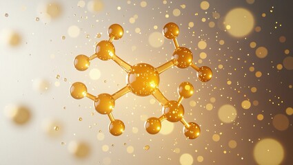 Leinwandbilder - A visually striking 3D render of a curcumin molecule, showcasing its structure and intricate details, ideal for educational and scientific purposes.