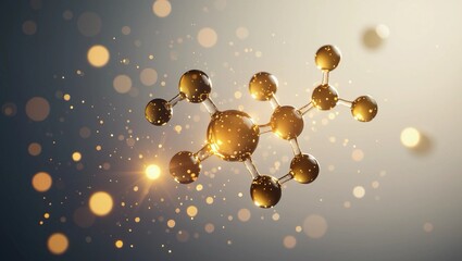 Leinwandbilder - Elegant 3D rendering of an allantoin molecule, showcasing its structure in a suspended format, ideal for educational and scientific purposes.
