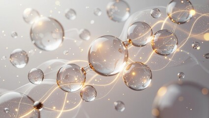 Leinwandbilder - Artistic 3D representation of hyaluronic acid molecular structure, showcasing its complex composition and relevance in scientific imagery.