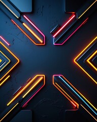 Aufkleber - abstract neon shapes in modern art. The vibrant colors and geometric patterns create a futuristic look and feel