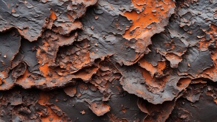 Aufkleber - a detailed image of weathered metal, revealing textures and colors. The surface shows signs of rust and age, with peeling paint and rough spots