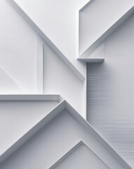 Aufkleber - Geometric abstraction with sharp lines and shadows in shades of white