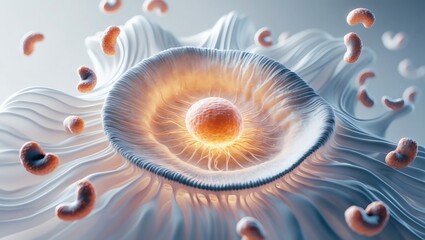 Poster - a detailed illustration of a cell with intricate details and scientific focus