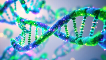 Poster - A captivating close-up of a colorful DNA strand, symbolizing the essence of life and the complexities of genetics