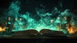 © AFFANYUDA - Open book, teal smoke, antique bottles, dark