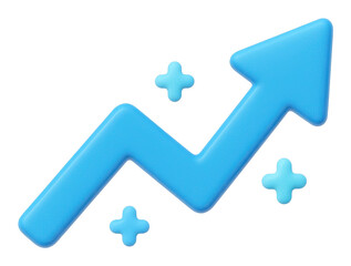 Poster - 3D Render of a Blue Upward Arrow Representing Growth and Progress