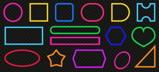 Poster - Neon frame collection in different shapes. Vector illustration
