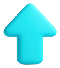 Poster - 3D Render of a Light Blue Up Arrow on Transparent Background