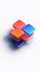 Poster - Dimensional squares creating an innovative platform with geometric essence