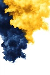 Canvas Print - abstract yellow and blue smoke plume on white background digital art graphic design element