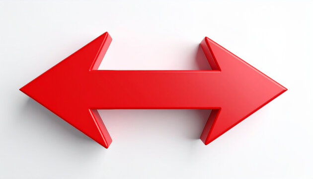 Red arrow isolated on white backdrop. 3D rendering. For business poster or banner.
