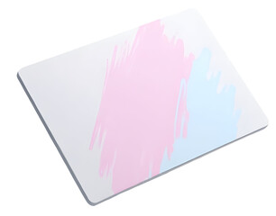 Poster - Pastel abstract slate with pink and blue paint brush strokes on white surface,cutout
