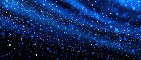 Canvas Print - abstract blue bokeh lights background with sparkle effect and dark backdrop for festive design proje