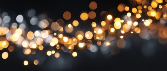Canvas Print - warm bokeh lights glow against dark background festive holiday season abstract decoration celebratio