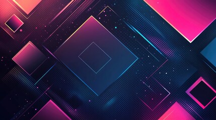 Poster - A vibrant abstract design featuring intersecting lines and glowing frames in shades of blue. pink. and orange. creating a dynamic and modern visual effect suitable for digital backgrounds