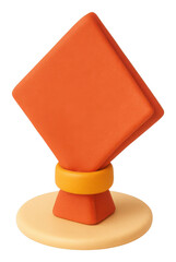 Poster - Abstract Red Diamond Shape on Beige Stand
