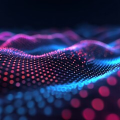 Canvas Print - abstract network visualization with glowing nodes and connections in blue and pink colors data flow 