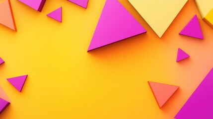 Poster - Vibrant yellow background with scattered pink, orange, and yellow triangles