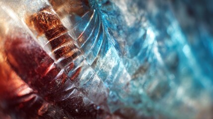 Canvas Print - abstract macro of textured surface with blue and red hues, close up, artistic, creative, detail