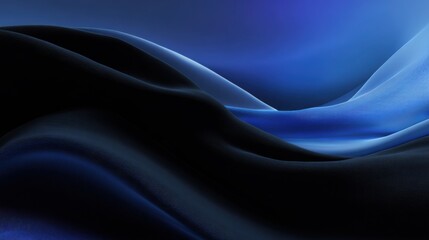 Canvas Print - abstract blue and black gradient waves flowing smoothly in a modern art style digital rendering from