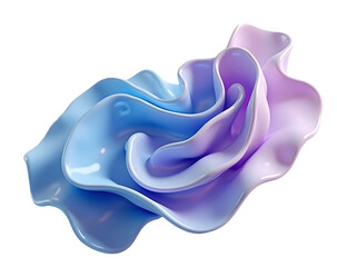 Poster - Fluid abstract shape with smooth blue and purple curves and glossy surface,cutout