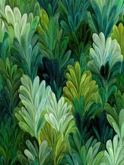 Canvas Print - abstract green leafy pattern background texture design art painting style close up nature foliage pl