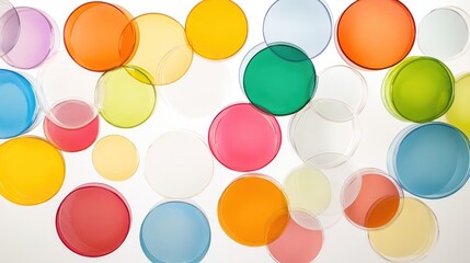 Poster - Colorful translucent circles scattered on a white background