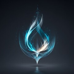 Poster - Abstract bioluminescent form shimmering on a dark, reflective surface