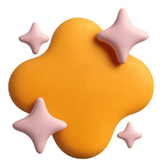 Poster - Orange and Pink 3D Abstract Shape with Glowing Stars