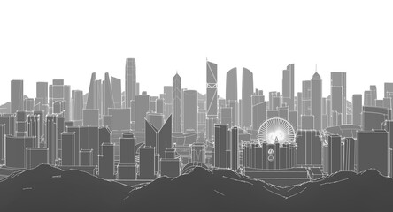 Fototapete - modern city panorama 3d illustration