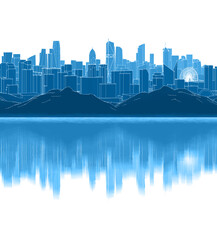 Fototapete - modern city panorama 3d illustration