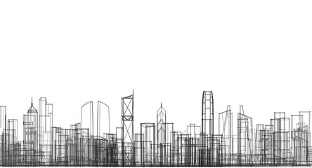 Fototapete - modern city panorama 3d illustration