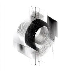 Poster - Abstract volumetric forms in interplay with ethereal cosmic stardust textures