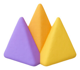 Poster - Three Dimensional Abstract Triangles Purple Yellow Orange Geometric Shapes