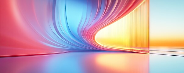 Poster - A vibrant abstract representation of flowing waves of colorful light in a digital landscape. showcasing dynamic movement and energy. suitable for backgrounds or tech-themed designs