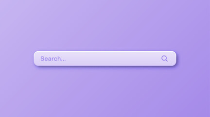 Fototapete - Colorful 3d search bar template. Internet browser engine with search box, address bar and text field. UI design, website interface element with web icons and push button. Vector illustration