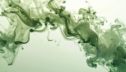 Poster - Flowing green ink swirls abstract art composition digital creation calm environment aerial view creative concept