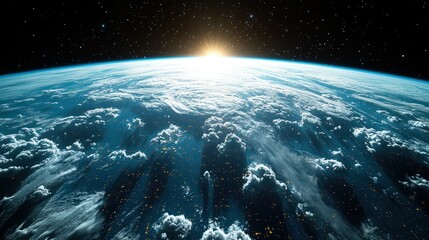 Wall Mural - Earth from space, sunrise
