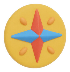 Poster - Yellow Circular Compass with Red and Blue Facets