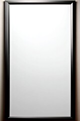 Poster - Minimalist Full Length Mirror with Black Frame Leaning Against Wall in Modern Home Interior Decor Style