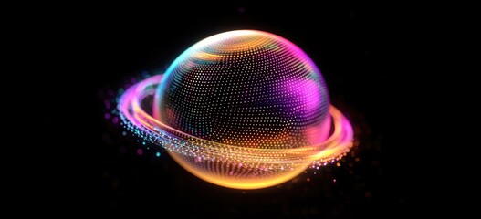 Poster - A vibrant. futuristic depiction of a glowing. UFO-like object surrounded by a cosmic background filled with colorful stars. creating an otherworldly atmosphere