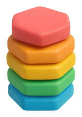 Poster - Stack of Colorful Hexagonal Shapes on Transparent Background