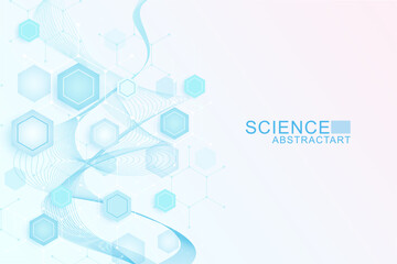 Poster - health care abstract background with hexagons, lines and dots. medical innovation banner template co
